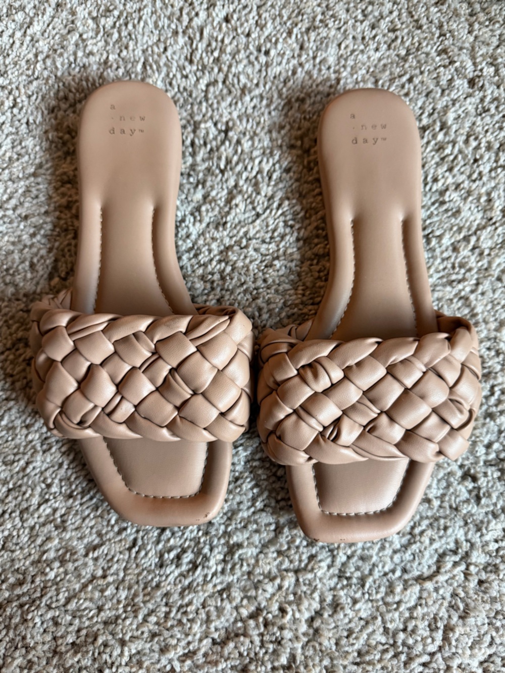 a new day Tan Slides Sandals Size 8 Braided Slip On Target Brown
